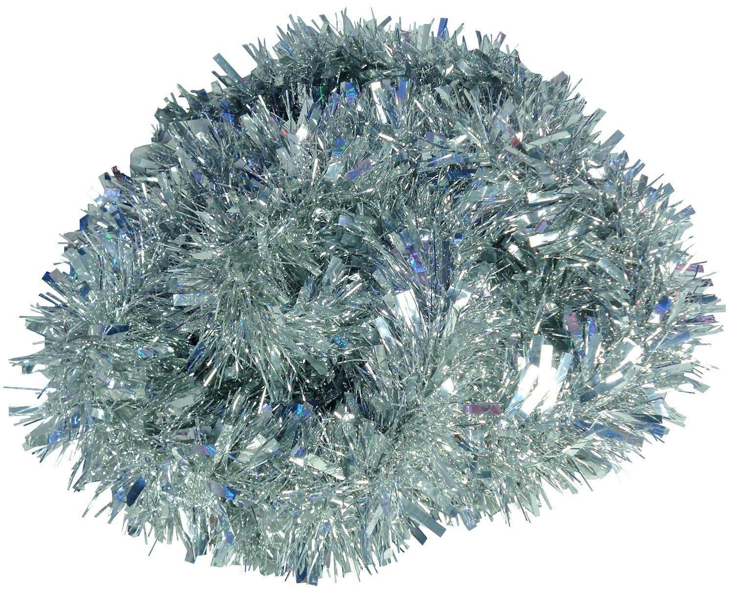 SHATCHI 1.8m/6Ft Silver Luxury Deluxe Chunky Christmas Tinsel Garland Xmas Tree Decorations
