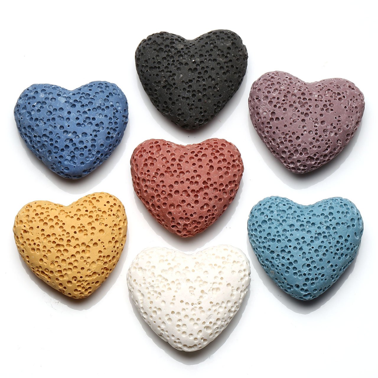 JOVIVI Bijoux Pendentif Collier Chakras Bouddhiste Tibetin Ailes d\'Ange Forme Coeur Argente + 7 Pierres Laves Colorees Coeurs