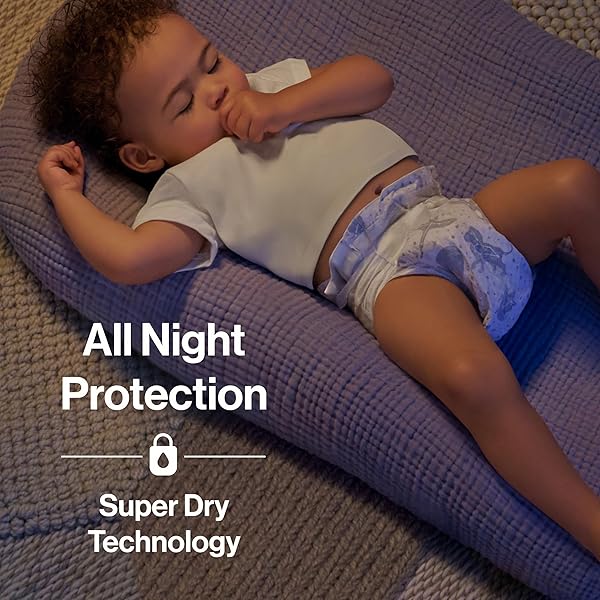 THE HONEST COMPANY COMFORT DRY OVERNIGHT DIAPERS, UP TO 12 HOURS PROTECTION, HYPOALLERGENIC, COZY CLOUD + STAR SIGNS, CLUB BOX SIZE 5 (27+ LBS), 40 COUNT