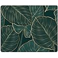 Computer Mouse Pads with Tropical Leaves Design, Square Waterproof Non-Slip Rubber Base Mouse Mat for Office Laptop