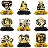 9Pcs 50th Anniversary Table Honeycomb Decorations, 50th Wedding Anniversary Table Centerpieces, 50 Years Loved Party Favor Decoration Supplies