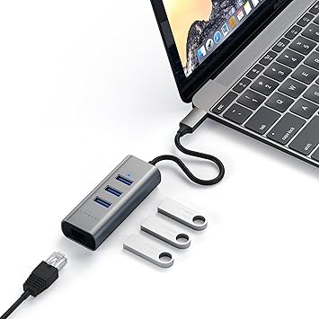 Amazon Satechi Type C 2 In 1 Lanポート付き アルミニウム 3ポートusb 3 0ハブ Macbook Pro Macbook Air 18以降 Ipad Pro など対応 スペースグレイ Satechi Usbハブ 通販