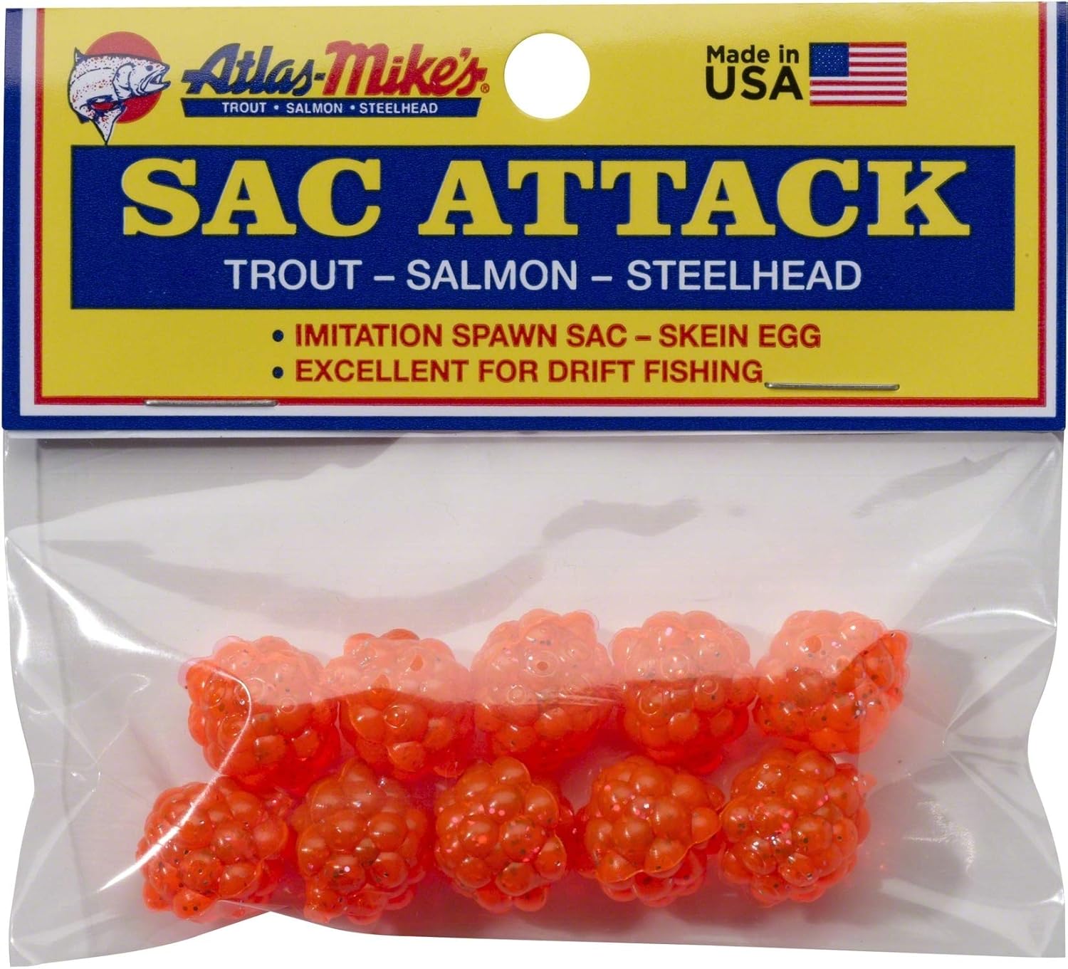 Atlas Mike's Sac Attack Imitation Salmon Fishing Bait Eggs (Pack of 10