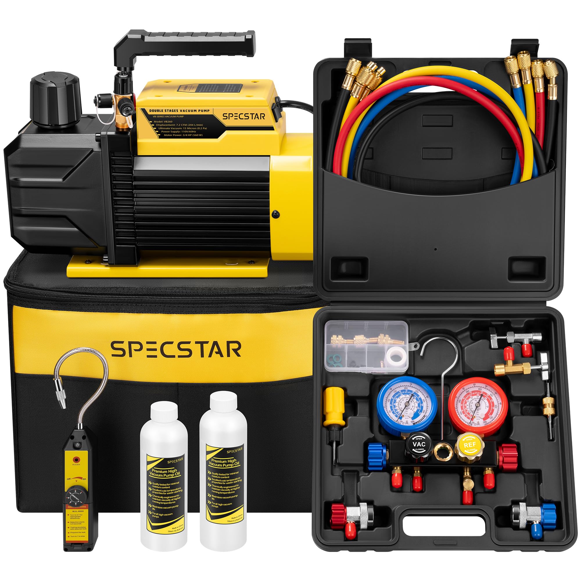 SPECSTAR 3/4 HP 7.2 CFM 2 Stage HVAC Vacuum Pump