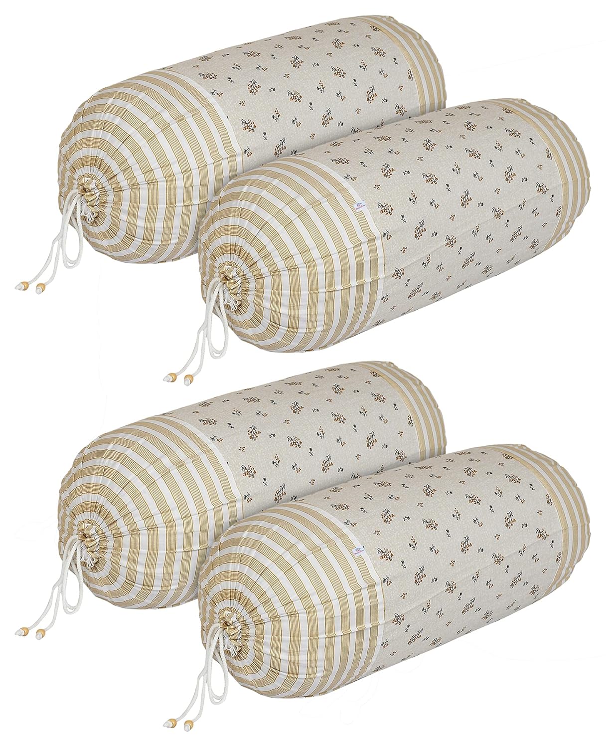 Heart Home Set of 4 Leaf Design Soft & Smooth Cotton Bolster Cover 16 x