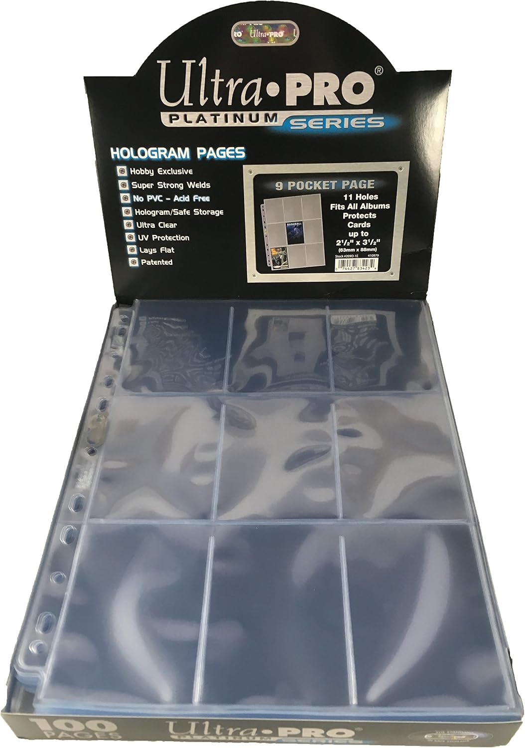 Ultra-Pro Platinum 9-Pocket Hologram Pages (25 pcs.), Black, Pack of 25