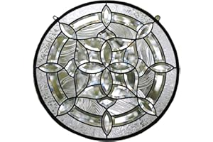 TMI ART PANEL 21" Dia All Clear Hanging Stained Glass Beveled Window Panel