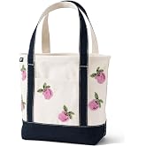 Lands' End Open Canvas Tote | Open Top, 100% Cotton Canvas, Five Sizes, Five Pockets, Key Strap, Water-Resistant Base, Beach, Groceries, Travel