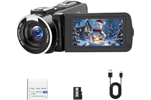 1080P HD Video Camera Camcorder, 48MP 3" 270° Flip Screen Vlogging Camera with Anti-Shake, 18X Digital Zoom Cam Corder, Webca