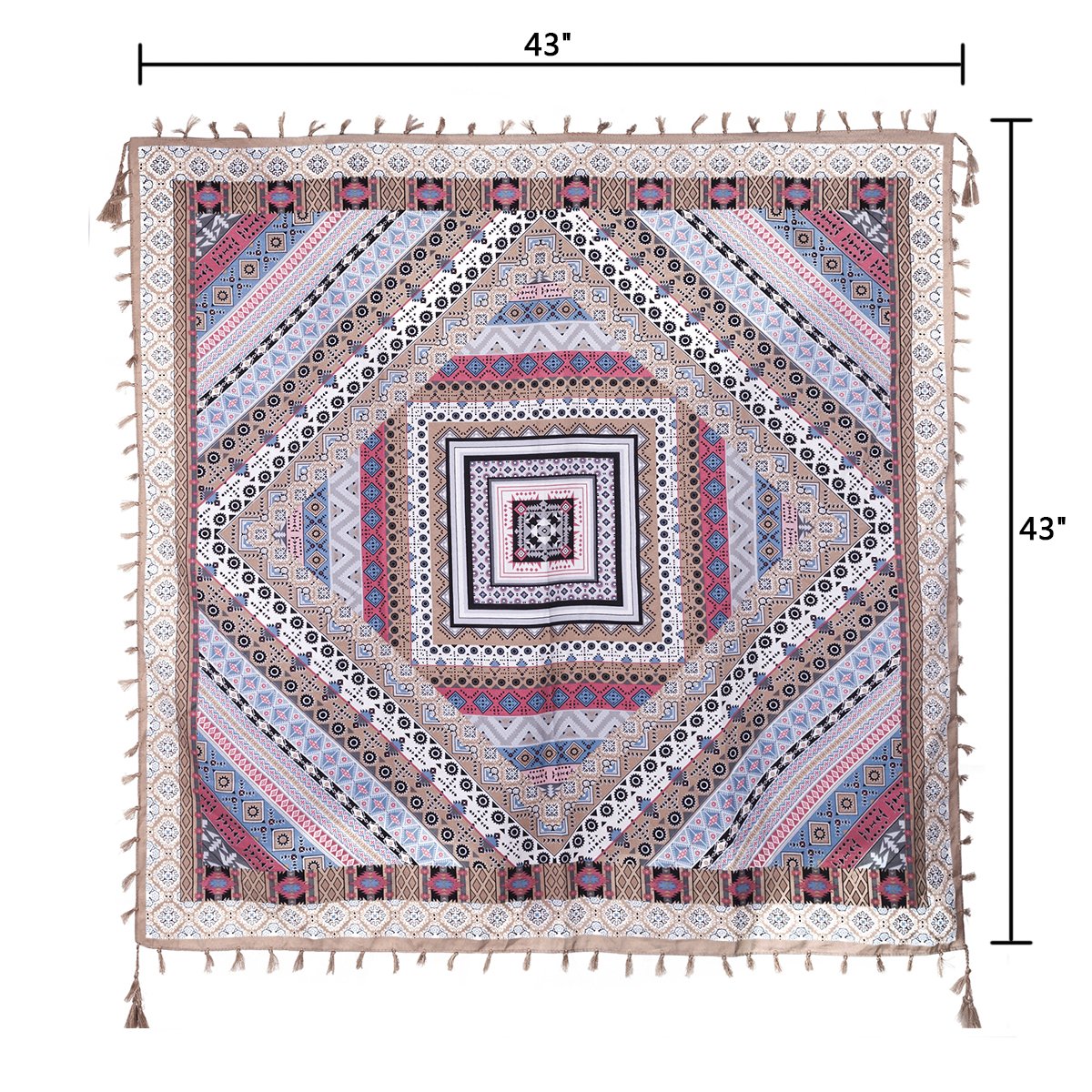 EVRFELAN Women Boho Scarf Tassel Shawl Tapestry Tablecloth Beach Towel Picnic Throw Wall Hanging Yoga Mat Ladies Cotton Scarves by Popular Handicrafts (Khaki)