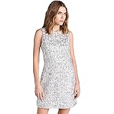Shoshanna Womens Silver Sequin Tweed Virgo Dress