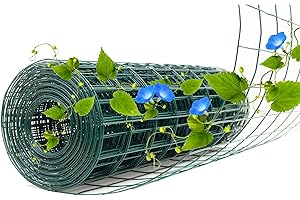 KICARI Green Metal Garden Fence, 72inch(H) x 100ft(L), 2 inch x 3 inch,14GA 2/3/4/5/6 Ft Tall Chicken Wire PVC Coated Welded Wire Mesh Roll for Dogs Border Yard Vegetable Plant Protection Poultry Netting