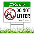 Please Do Not Litter Yard Sign - 14x10 Double Sided Coroplast Pick Up Your Trash Sign - No Littering Sign Outdoor - Do Not Litter on My Property