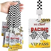 30 Pack Racing VIP Pass Cards with Checkered Racing Lanyards Bulk PVC VIP Passes with Lanyard for Event Gamer Race Car Theme Birthday Party Fast One Party Supplies