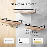 Himaly Floating Shelves Set of 2 Rustic Wall Shelves with Hooks and Guardrail view 3