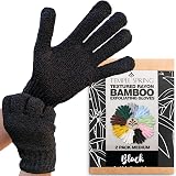 Temple Spring Exfoliating Glove Carbonized Bamboo Body Scrubber Black