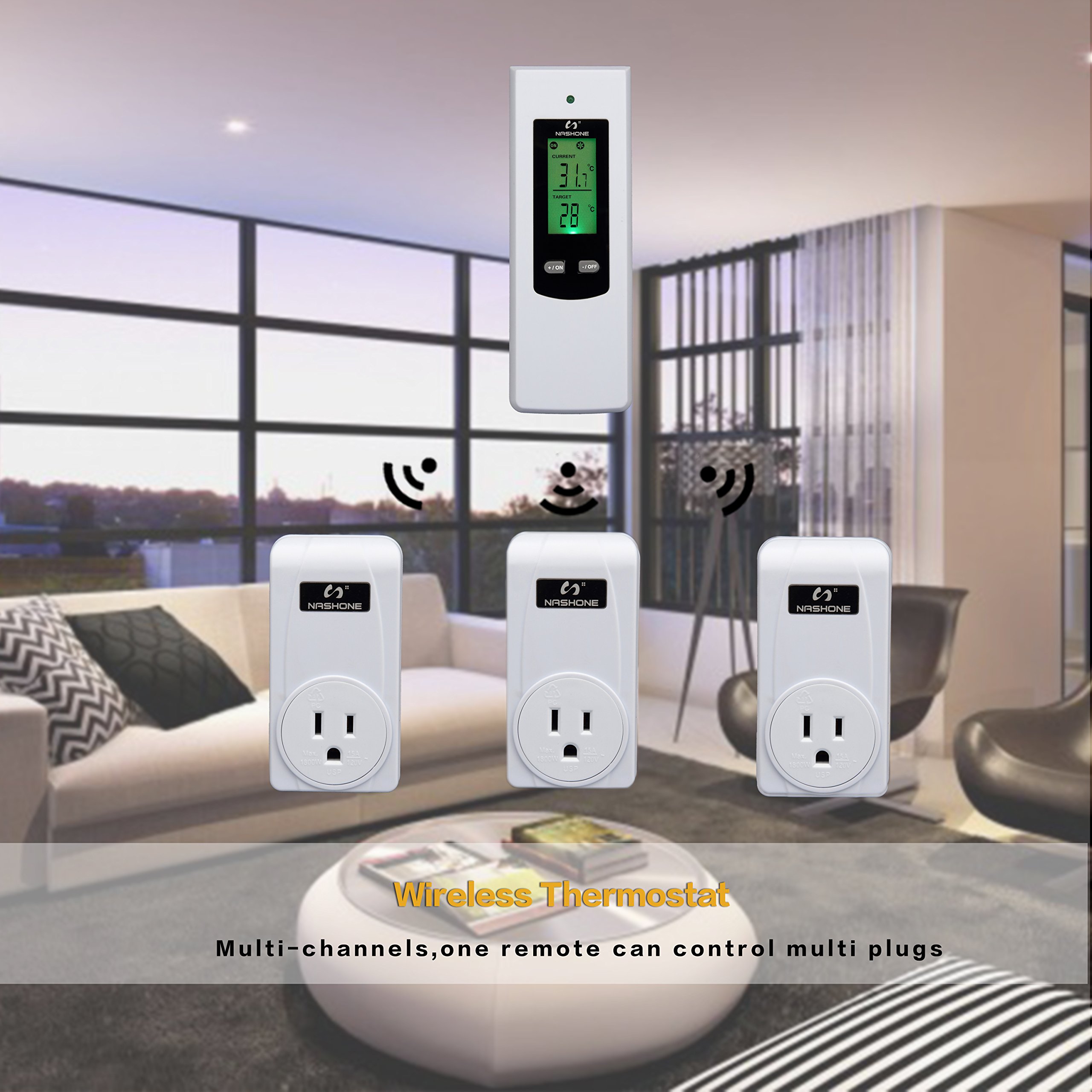 Nashone Wireless Temperature Controller,Electric Thermostat with Remote