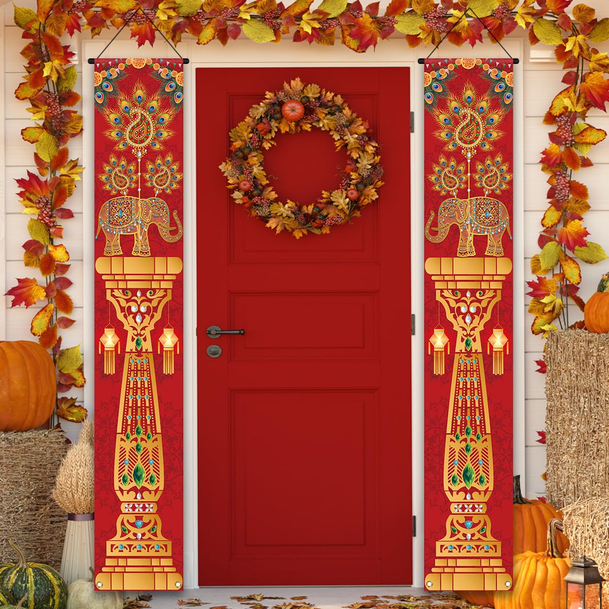 Photo 1 of Diwali Decorations for Home - Deepawali Indian Festival of Lights Banner - Ganesha Porch Banner - Pooja Decor - Party