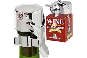 Wine Stopper & Champagne Stopper All In One - Patented Seal, Preserves Bubbles & Taste for Prosecco, White and Red Wines. 1 P
