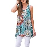 WNEEDU Women's Summer Sleeveless V Neck Tunic Casual T-Shirt Tank Tops Blouse
