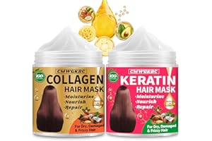 CMWGKBC Collagen Hair Mask & Keratin Hair Mask for Damaged Hair,Keratin Hair Treatment,Repair Deep Conditioner for Dry Hair,Vitamin E Natural Hydrating Hair Mask with Argan Oil All Hair Type,Hair Care Gifts