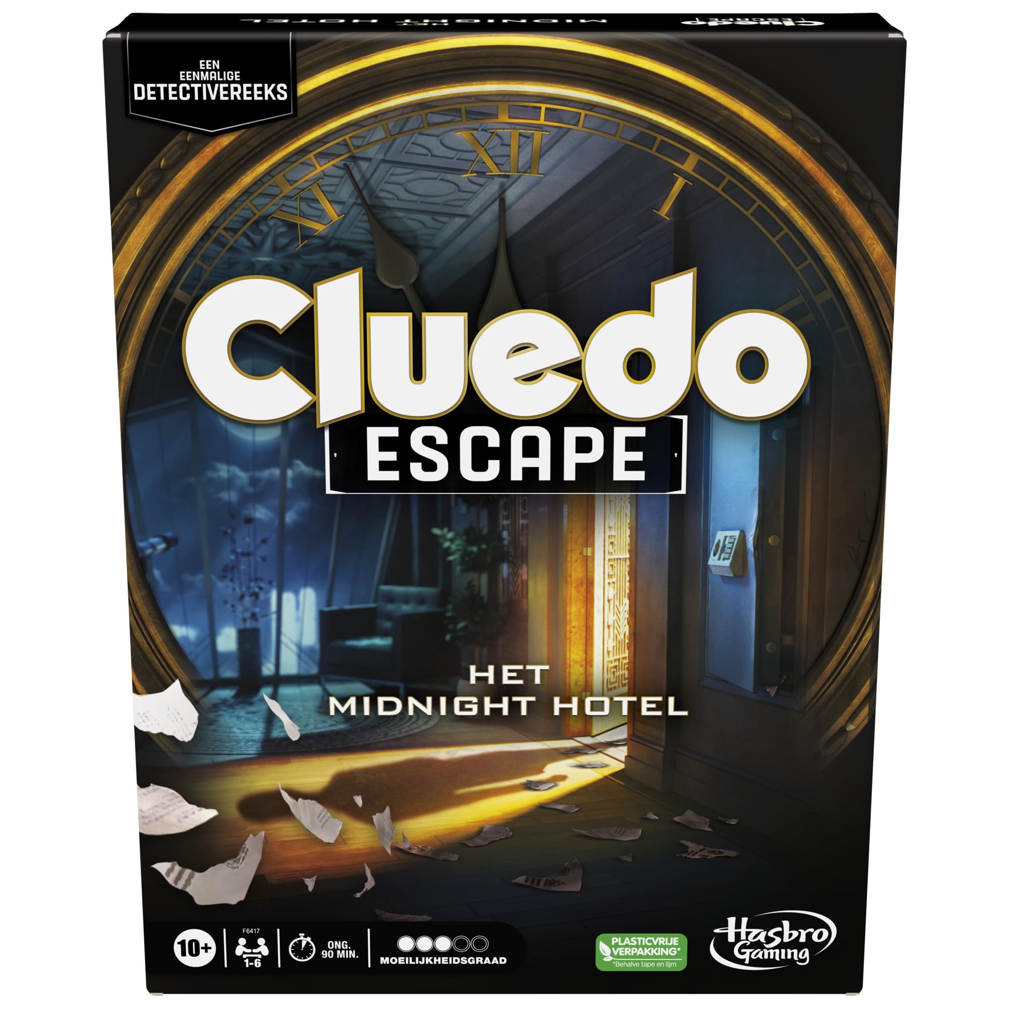 Hasbro Gaming Cluedo Escape: The Midnight Hotel Board Game Unique Escape Room Games for 1-6 Players Cooperative Detective Games (Dutch Version)