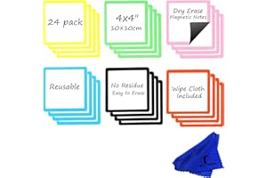 NAVY PENGUIN Dry Erase Magnets Set - 24 Pack - 4x4 in Whiteboard Magnetic Notes Planning Pads Labels - Small White Board Magnet Strips Name Tags for Home, Office and Classroom