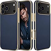 LOHASIC Case for iPhone 17 Pro Leather, Classic Design with Soft Microfiber Lining Back Cover Protective Men Women Cases for iPhone 17 Pro 6.3" 2025, Navy Blue