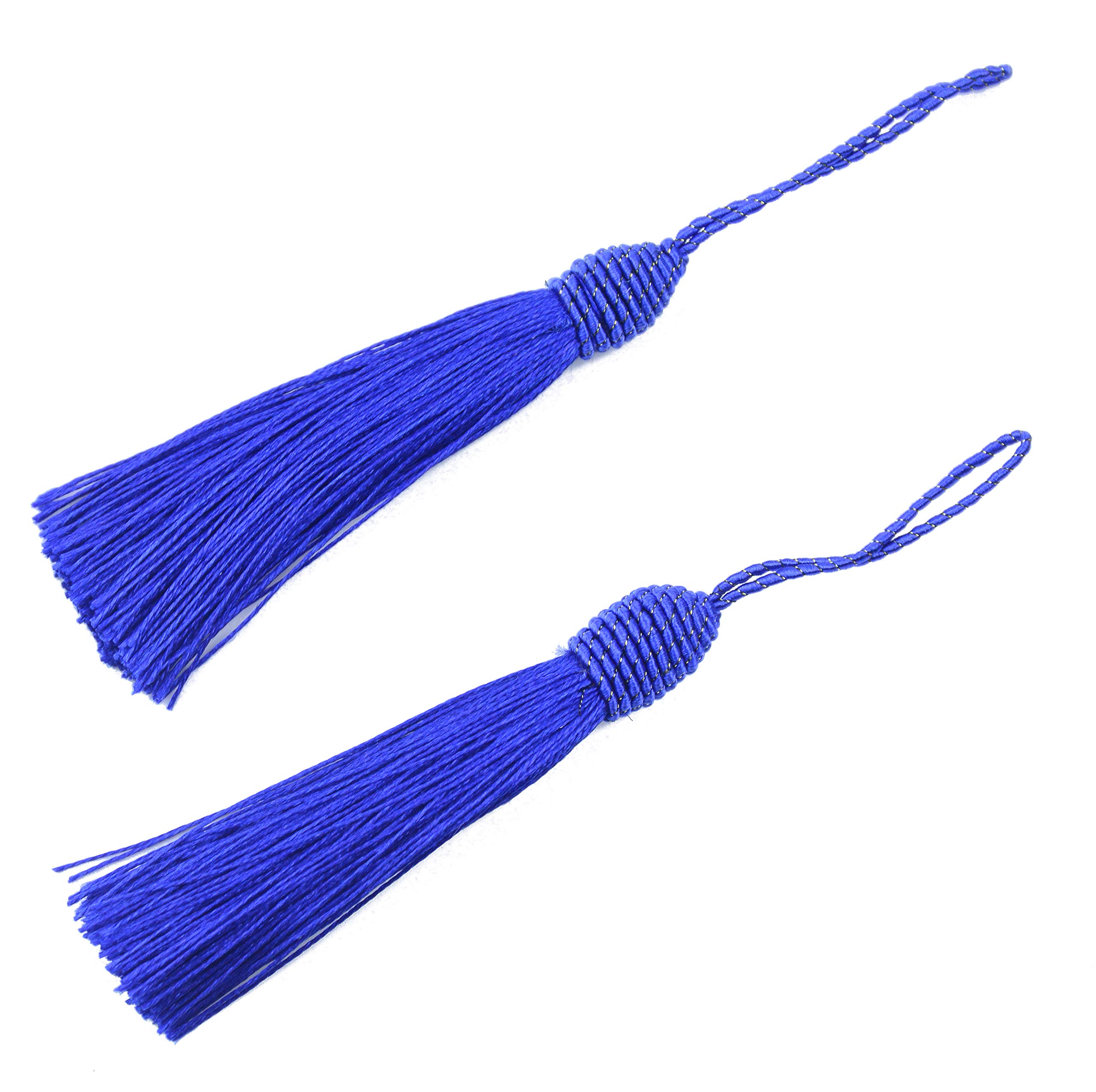 20pcs 15.5cm/6 Inches Silky Floss Bookmark Tassels with 2-Inch Cord Loop and Small Chinese Knot for Jewelry Making, Souvenir, Bookmarks, DIY Craft Accessory (Navy Blue)