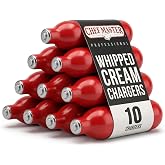 Chef Master N2O Whipped Cream Chargers, 8g/ea, 10-Pack, Food-Grade Cream | Great for Mousses, Hot Cocoa, Coffee Drinks, Cakes