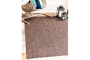 Unique Loom Collection Casual Transitional Solid Heathered Indoor/Outdoor Flatweave Area Rug (8' x 11' 4" Rectangle, Light Brown/Ivory)