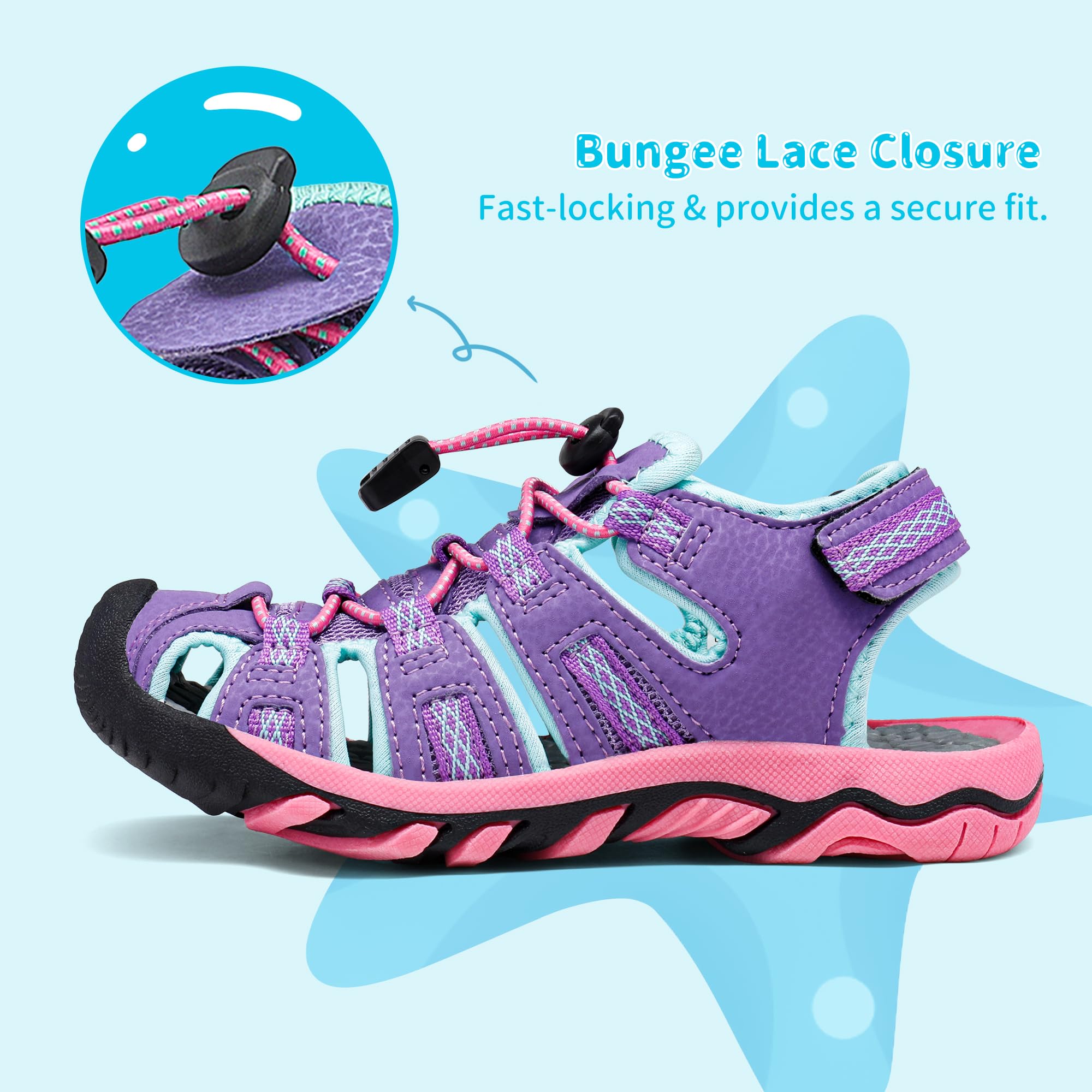DREAM PAIRS Boys Girls Summer Outdoor Athletic Sport Sandals Walking Hiking Hook and Loop Adjustable Multicolor for Toddler/Little/Big Kids