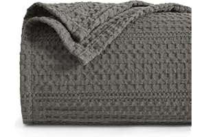 PHF Lightweight Waffle Weave Blanket King Size 104"x 90", Soft Woven Summer Blanket for Hot Sleepers - Aesthetic Home Decor for Couch Bed Sofa, Pet Friendly, Grey