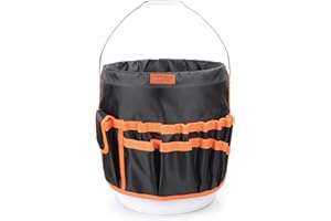 YOOFAN Bucket Tool Organizer 5 Gallon - Garden Bucket Caddy with 30 Pockets, Bucket Buddy, Bucket Tool Bag