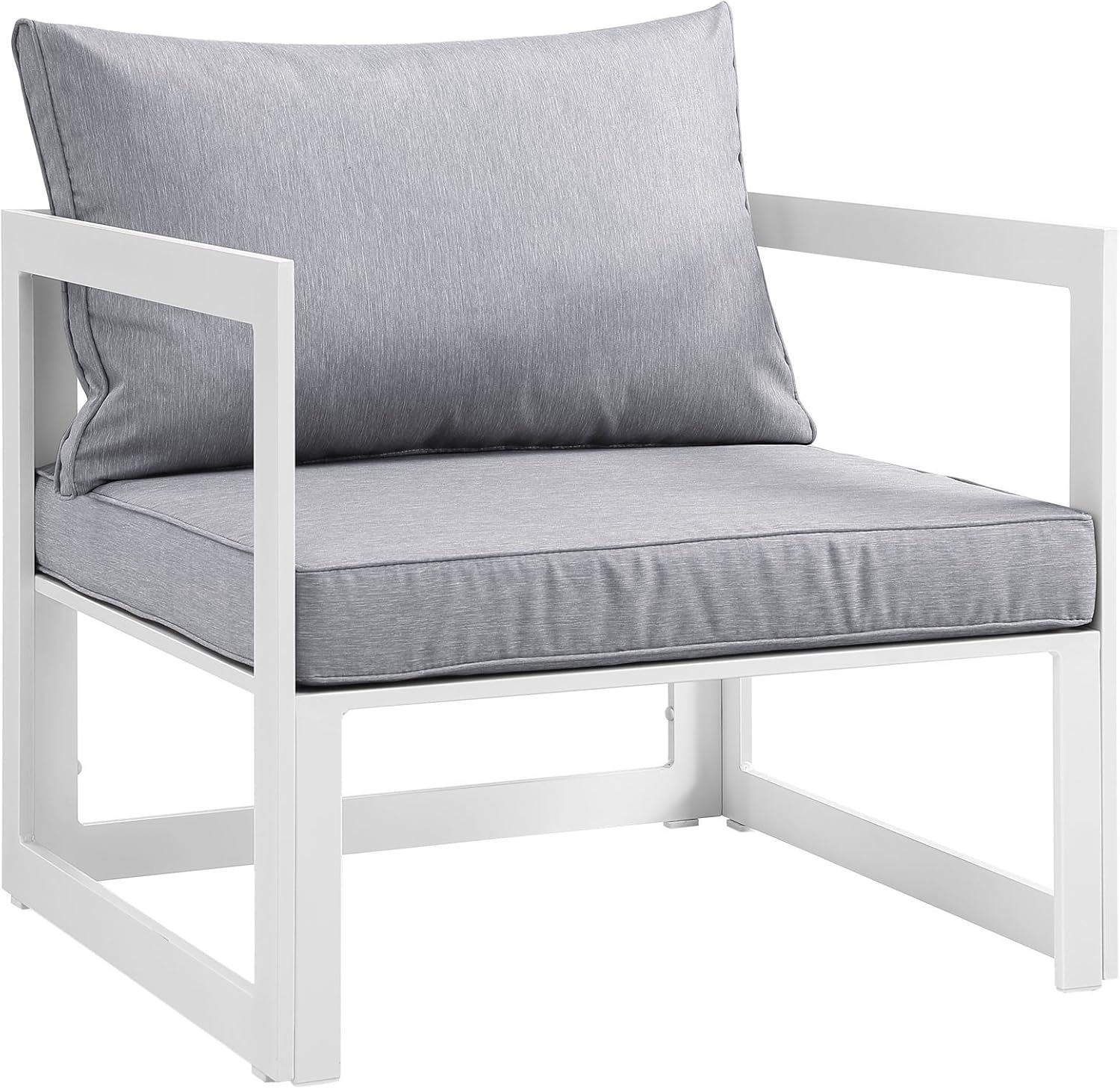 Modway Fortuna Aluminum Outdoor Patio Armless Chair in White Gray : Garden & Outdoor