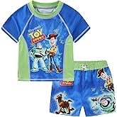 Disney Toy Story Boys UPF 50+ Rash Guard and Swim Trunks Shorts Swimwear Set Swimsuit for Toddler and Big Kids