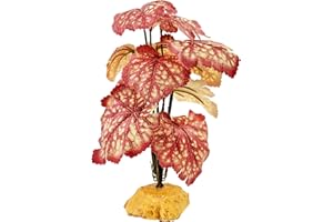 Woyrise Reptile Artificial Plants Terrarium Decor, Amphibian Cage Plant Bearded Dragon Tank Accessories fit Crested Gecko Leopard Lizard Chameleon Ball Python Snake Frog - Pink Heuchera