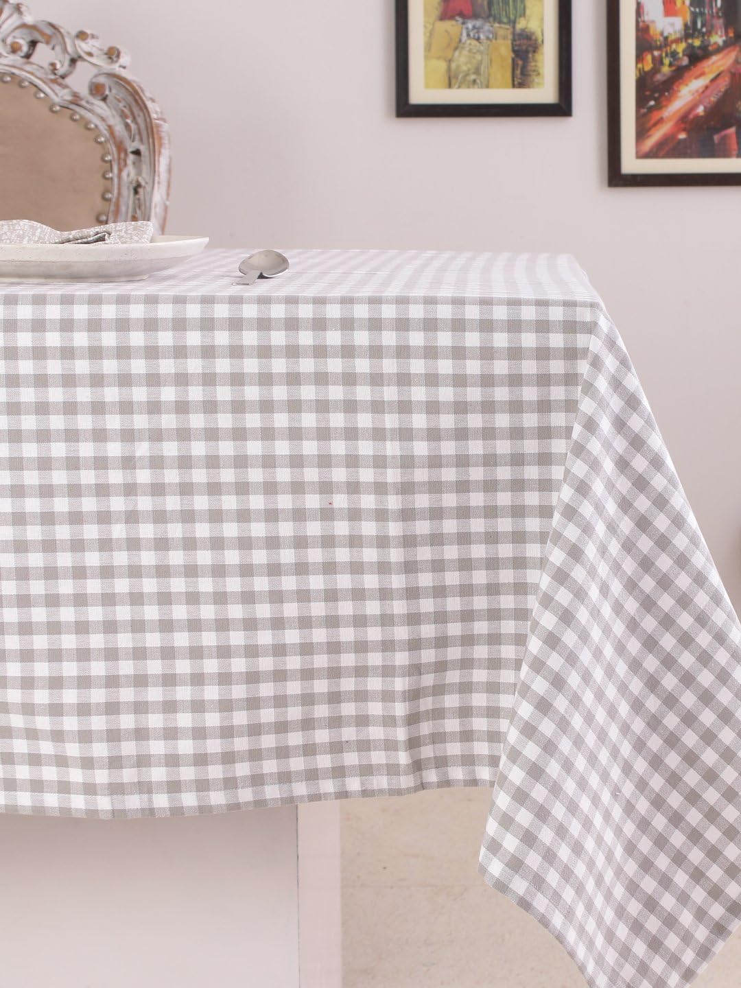 Best grey and white table cloth