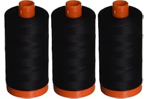 3-PACK - Aurifil A1050-2692 Mako Cotton Thread Solid 50WT 1422Yds Black