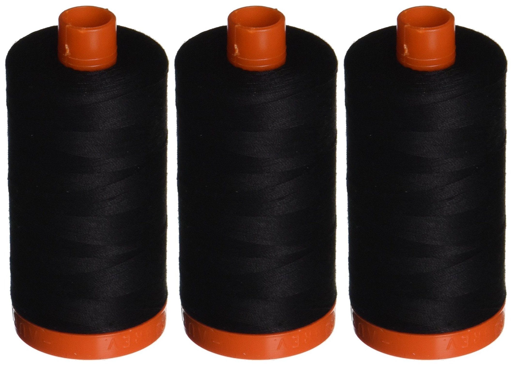 3-PACK - Aurifil A1050-2692 Mako Cotton Thread Solid 50WT 1422Yds Black