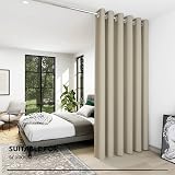 Deconovo Door Curtain Thermal Wide Width Ring Top 80 x 84 Beige 1 Panel view 4