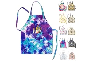 Sosolong Adjustable Neck Kids Waterproof Apron, with Children's Pocket Cooking Apron, Baking, Painting,Gardening