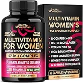 Multivitamin for Women - B-Complex | Whole Foods | Hair Growth Support | Digestion & Metabolism | Iron - 47in1 Womens Multivitamin - Bioavailable & Gentle on Stomach - Made in USA - 90 Capsules