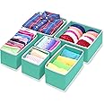 Simple Houseware Foldable Cloth Storage Box Closet Dresser Drawer Divider Organizer Basket Bins for Underwear Bras, Turquoise (Set of 6)