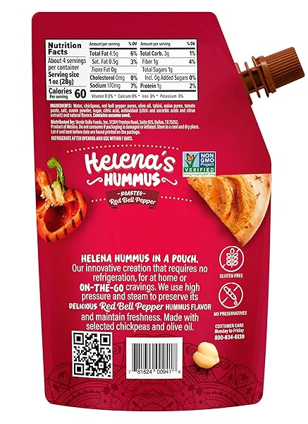 HELENA HUMMUS TRIPACK, SHELF-STABLE, NO ADDED PRESERVATIVES, 2 NATURAL CLASSIC 4.23 OZ AND 1 ROASTED BELL PEPPER 4.23 OZ (PACK OF 1 TRIPACK)