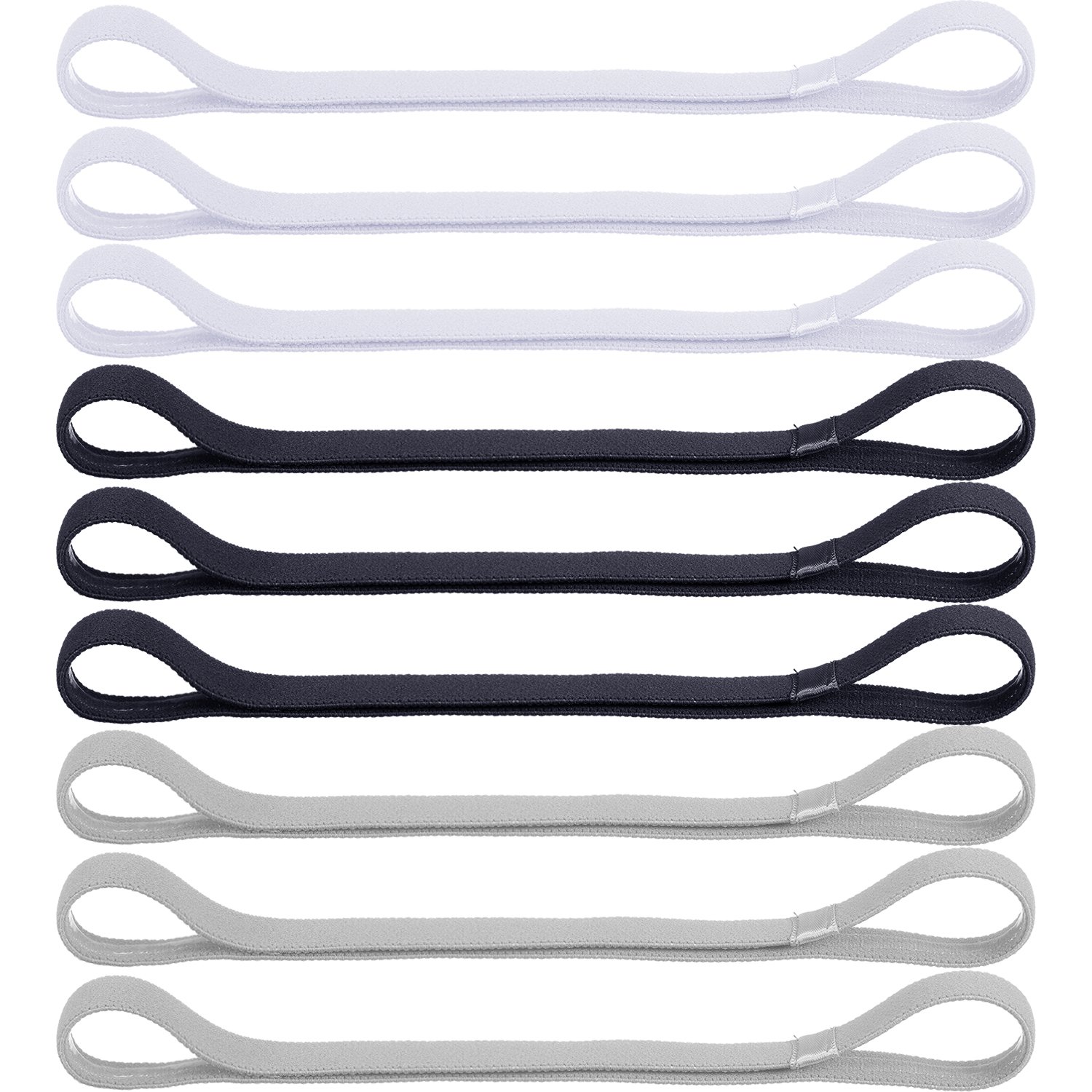 Sumind 9 Pieces Thick Non-Slip Elastic Sport Headbands, Elastic Silicone Grip Exercise Hair and Sweatbands for Football, Basketball, Soccer, Tennis, Yoga and Golf