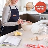 Chef Pomodoro Navy Blue Cotton Chef Apron Men Women Pockets Adjustable Neck view 6