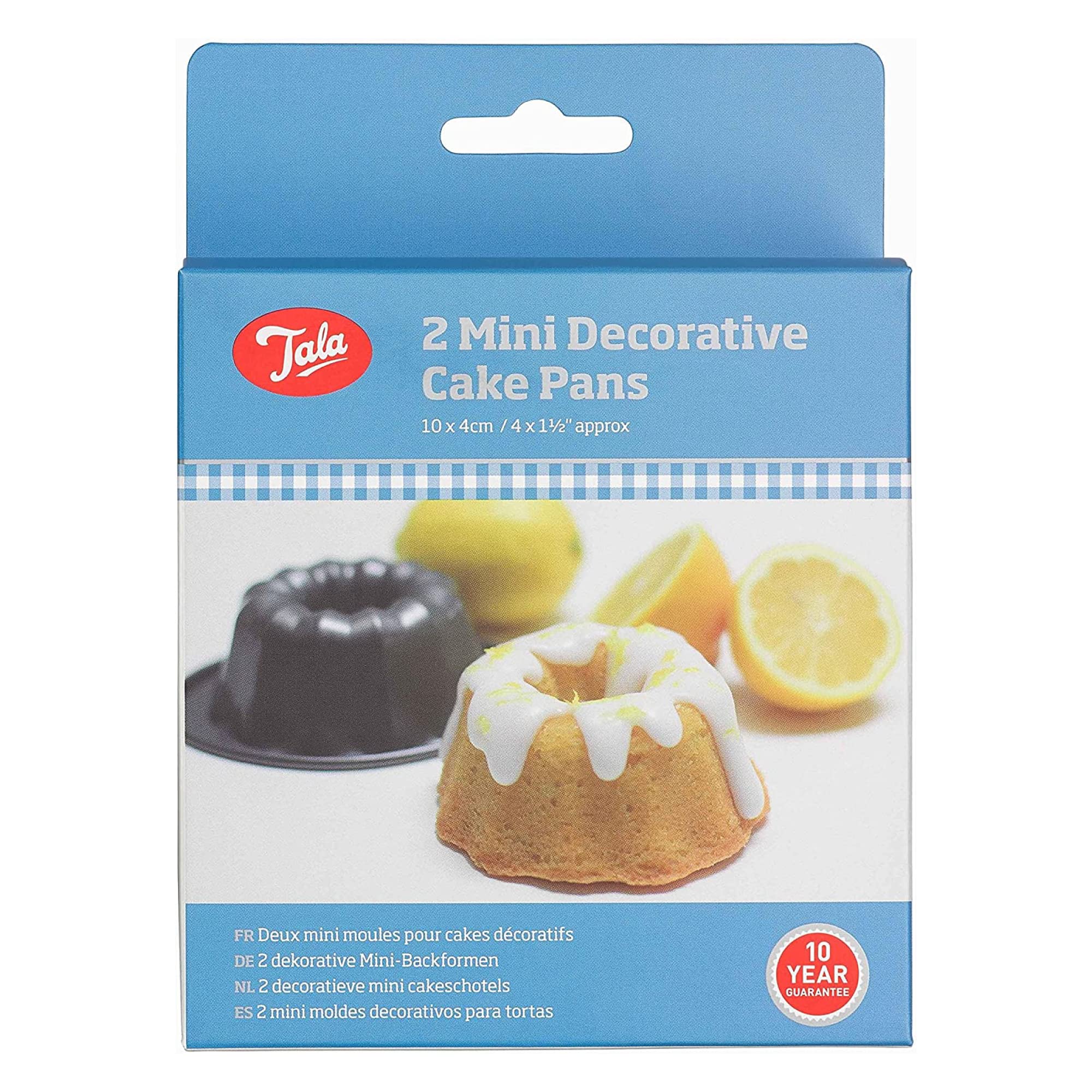 Tala 2 Decorative Mini Cake Tin - Non-Stick Spiral Cake Mould Baking Pan - Even Heat Distribution Flute Small Cake Tins - Carbon Steel, Wide Flat Handles, Dishwasher and Freezer Safe,14cm x 12cm