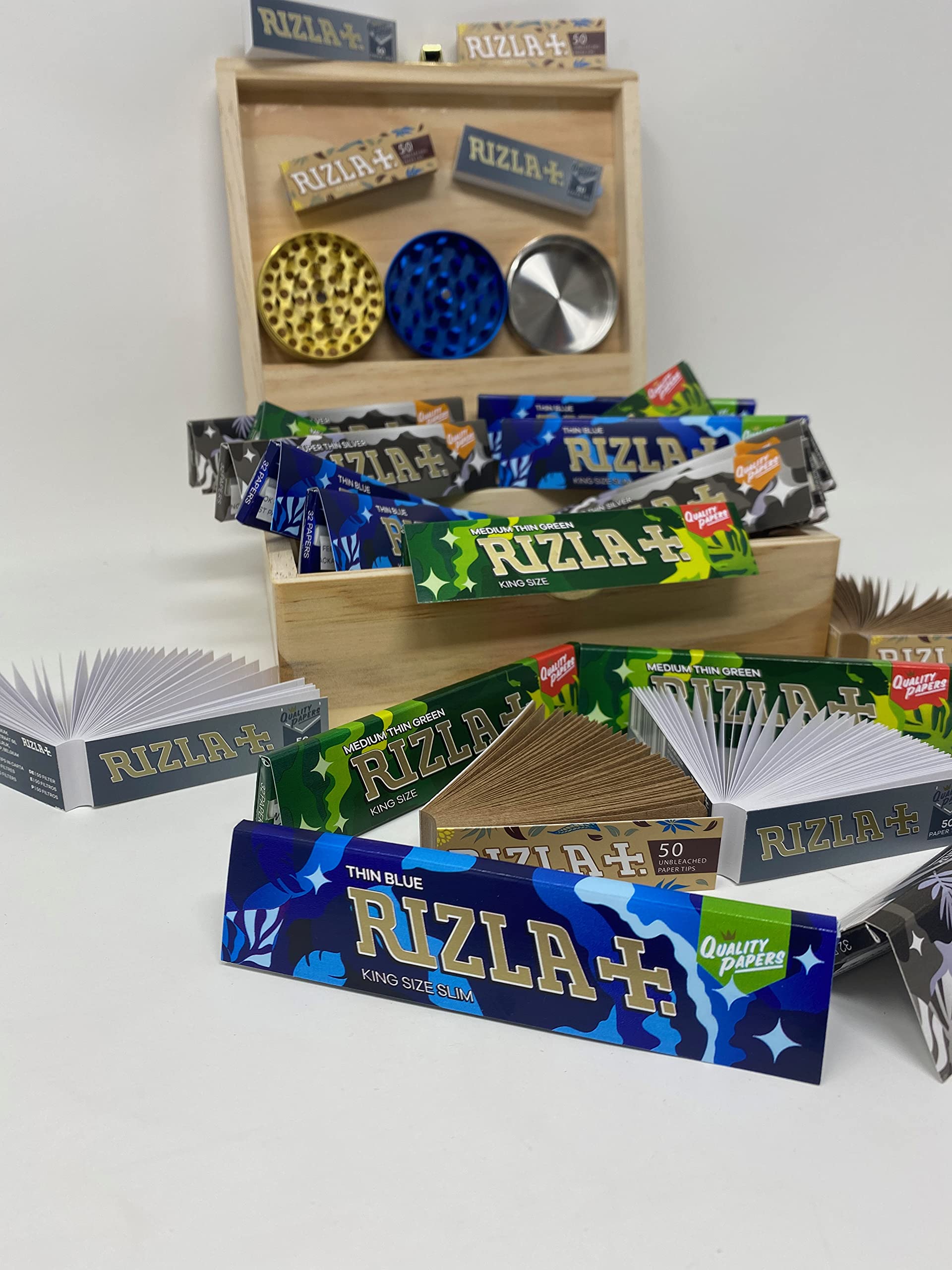 Rizla King Size Camouflage Paper Gift Set In Rizla Rolling Box (Multi)