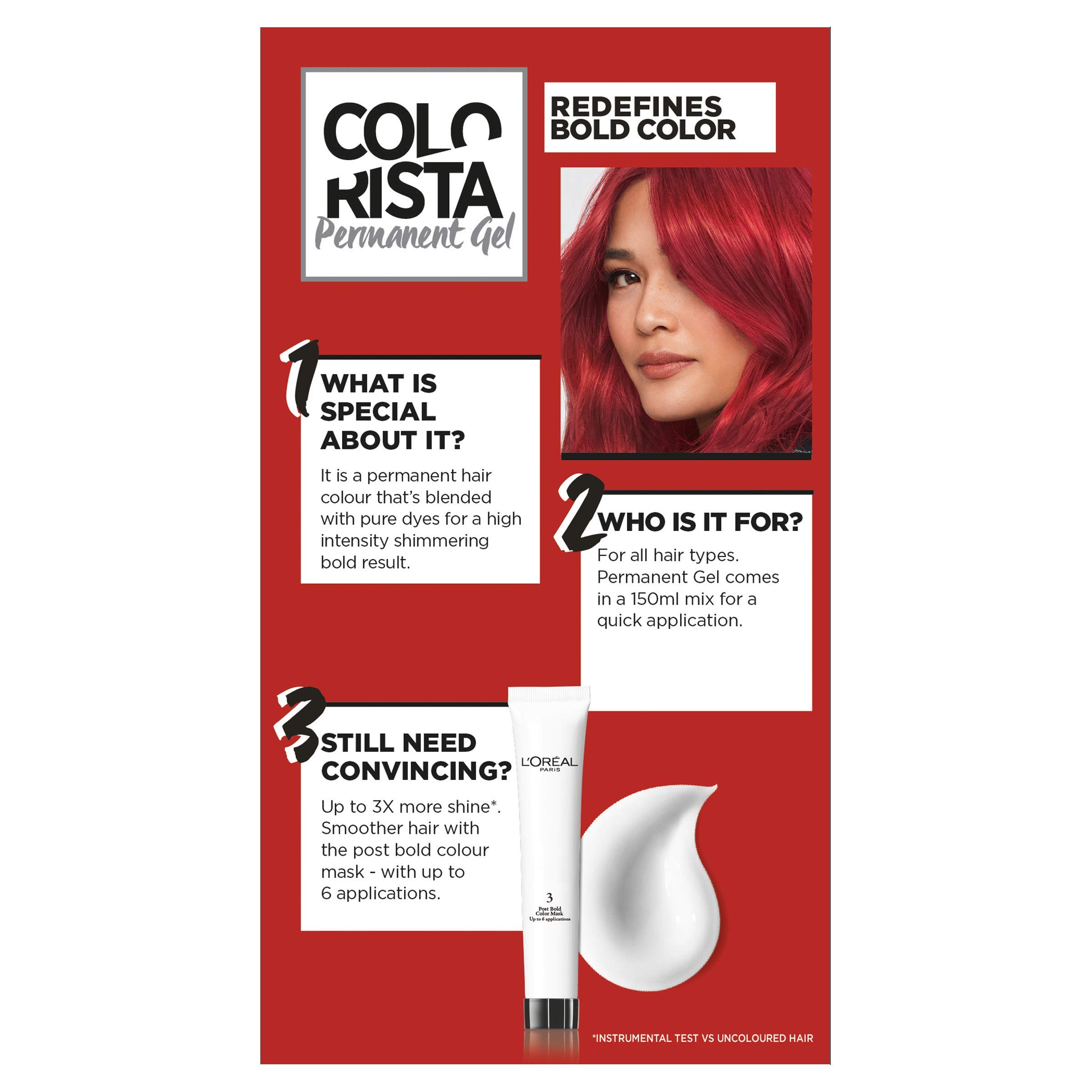 L Oreal Colorista Bright Red Permanent Hair Dye Gel Long Lasting